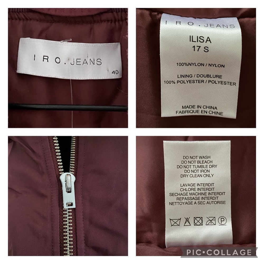 IRO Jean Ilisa Lace Up Bomber Jacket In Distressed Plum Size 40/Large - Picture 10 of 10